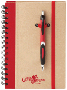 8 x 6 Red Recycled Notebook Pen Combo